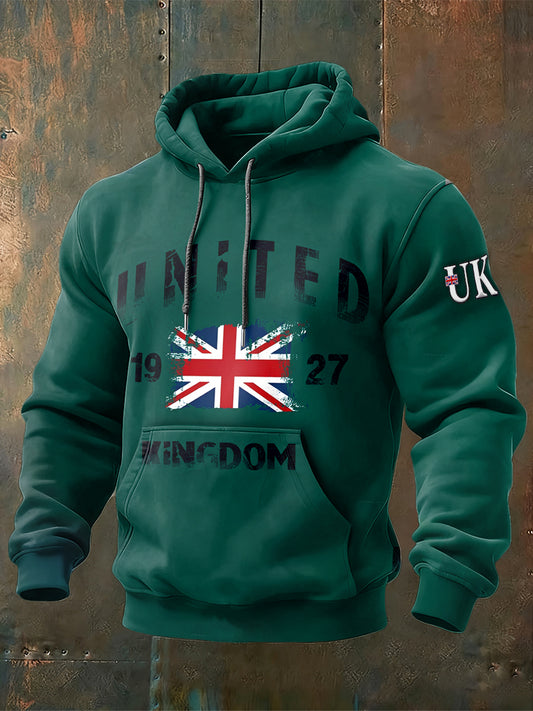 Men's United Kingdom Green Hooded Sweatshirt
