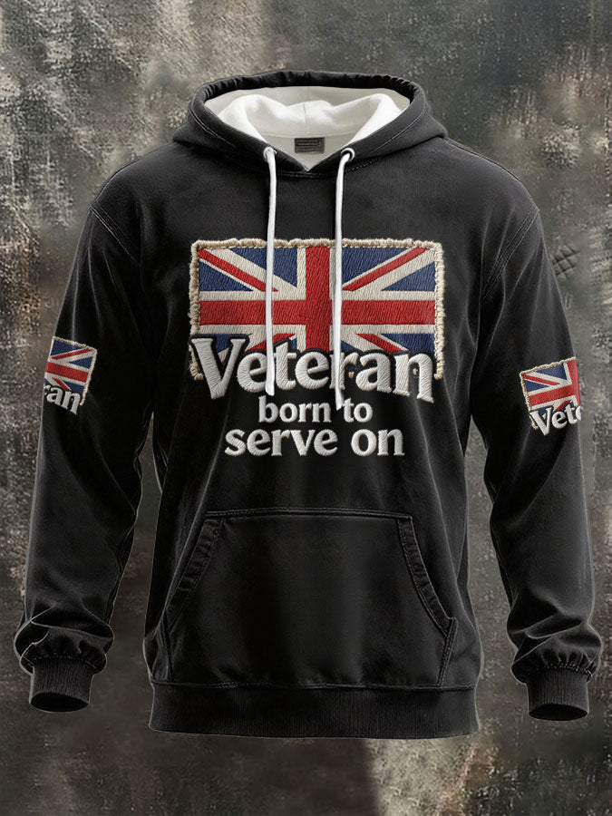 Men's UK Flag Veteran Printed Hoodie