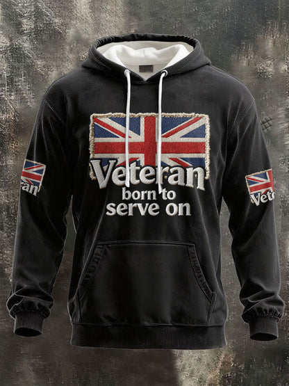 Men's UK Flag Veteran Printed Hoodie