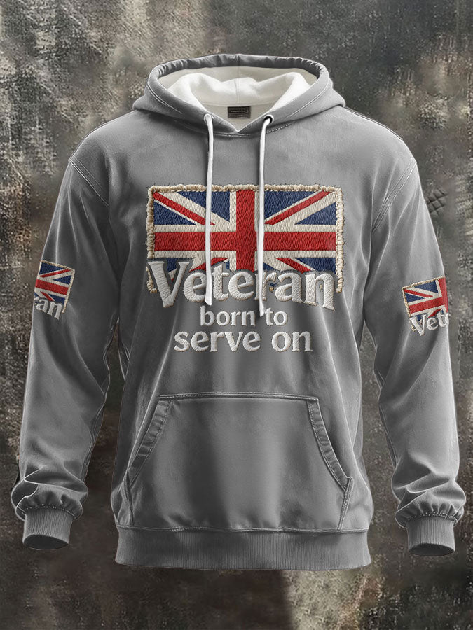 Men's UK Flag Veteran Printed Hoodie