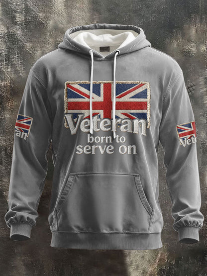 Men's UK Flag Veteran Printed Hoodie
