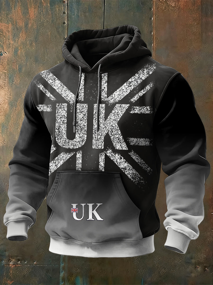 Men's British UK Gradient Casual Hooded Sweatshirt