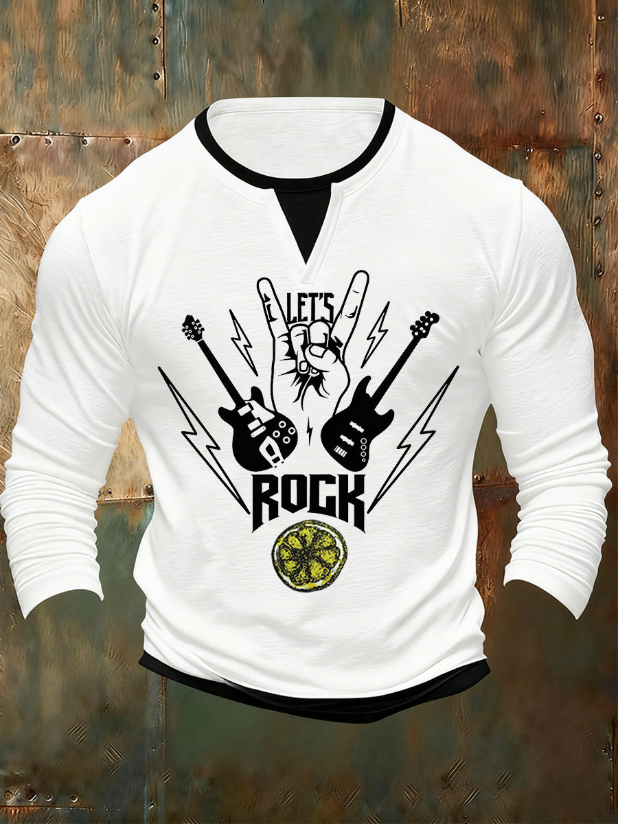 Men's British Print Comfortable Faux Two-Piece T-Shirt