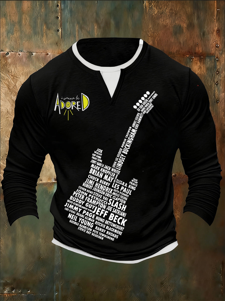 Men's British Print Comfortable Faux Two-Piece T-Shirt