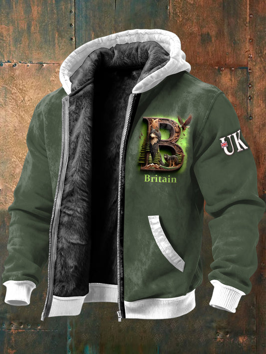 Men's British Flag Initial “B” Fleece-Lined Jacket