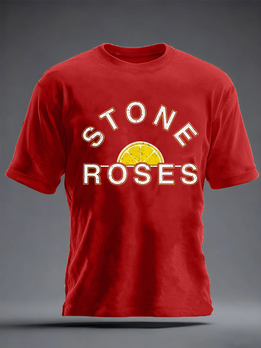Men's Lemon Roses Music Lover imitation cotton short-sleeved T-shirt