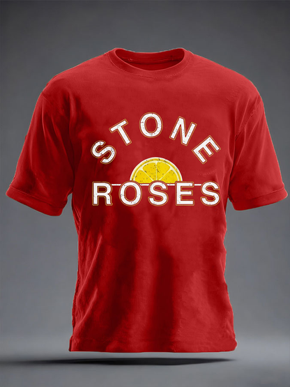 Men's Lemon Roses Music Lover imitation cotton short-sleeved T-shirt