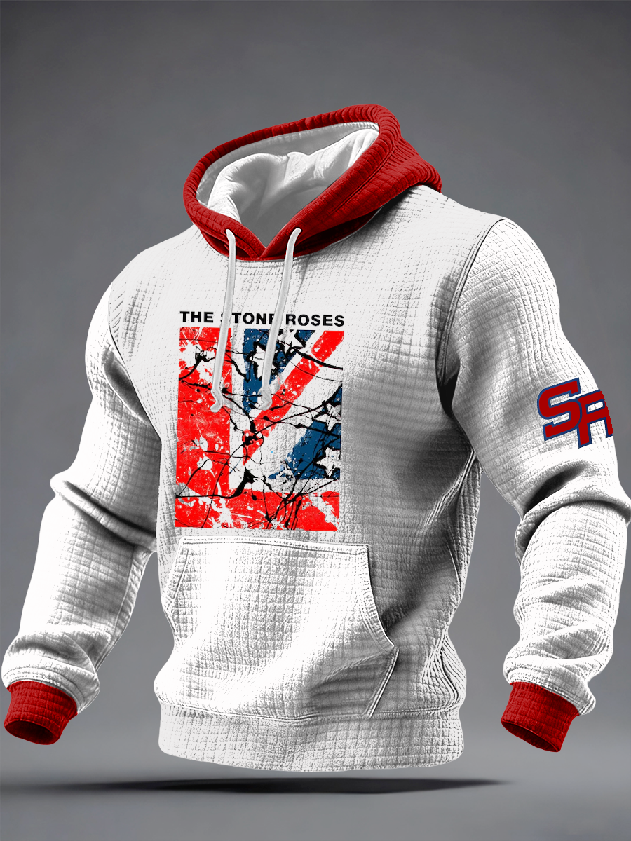 Men's Lemon Roses Music Lover Checkered Cotton Hoodie