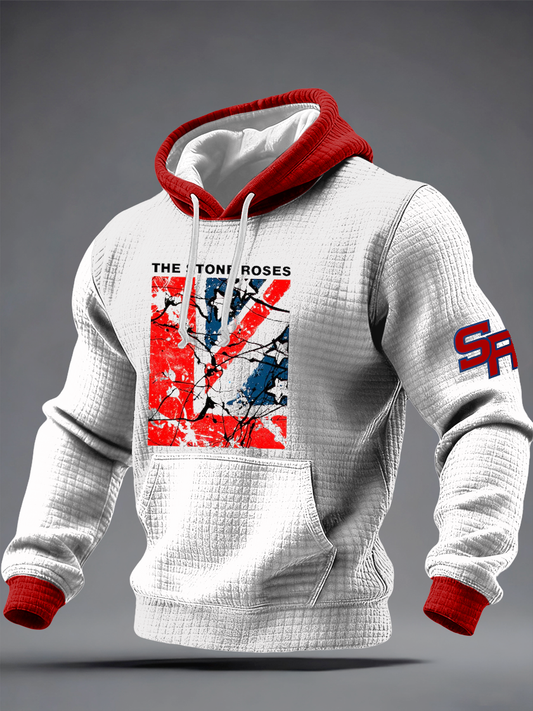 Men's Lemon Roses Music Lover Checkered Cotton Hoodie