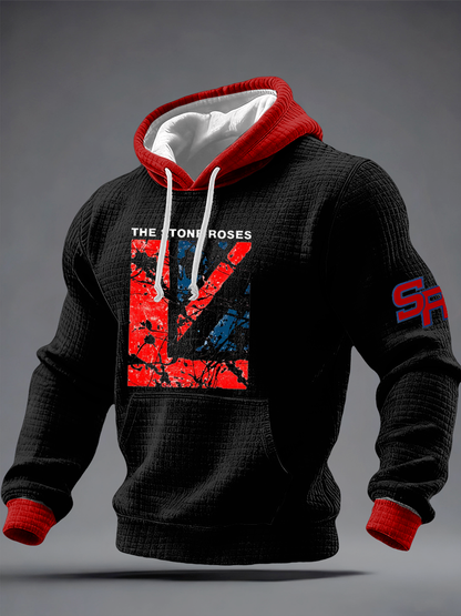 Men's Lemon Roses Music Lover Checkered Cotton Hoodie