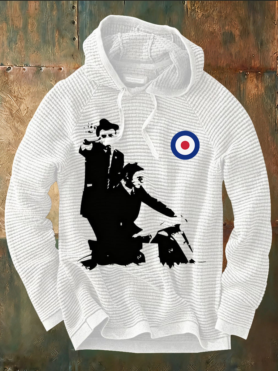 Men's Who Band Print Corn Kernel Hooded Sweatshirt