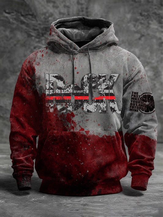 Men's Bold Splatter "Rock" The Stone Roses Print Hoodie