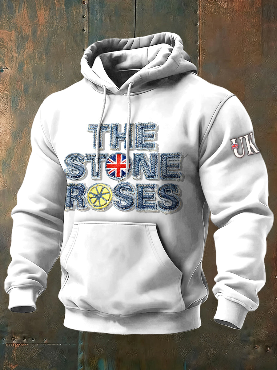 Men's White British Casual sweatshirt with The Stone Rose Print