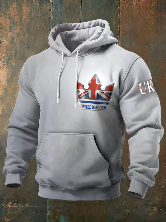 Men's United Kingdom Crown Print Grey Sweatshirt