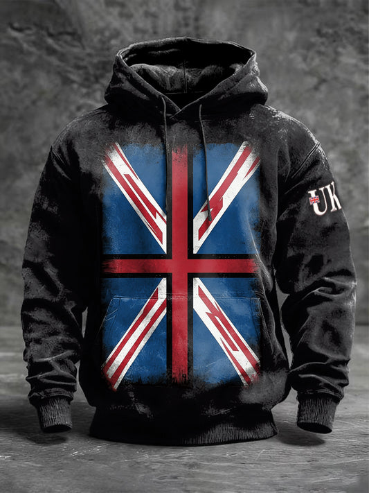 Men's Union Jack Print Design Black Sweatshirt
