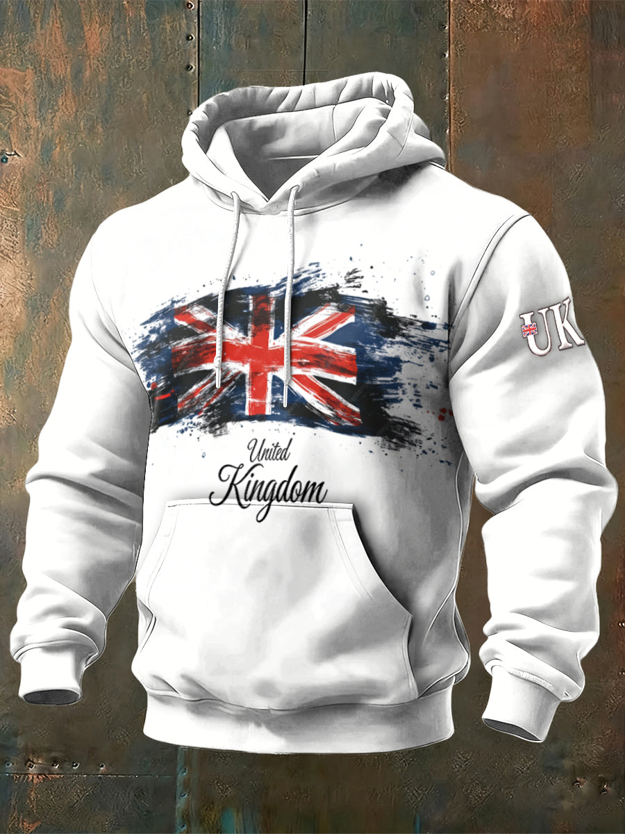 Men's United Kingdom Print Design White Sweatshirt