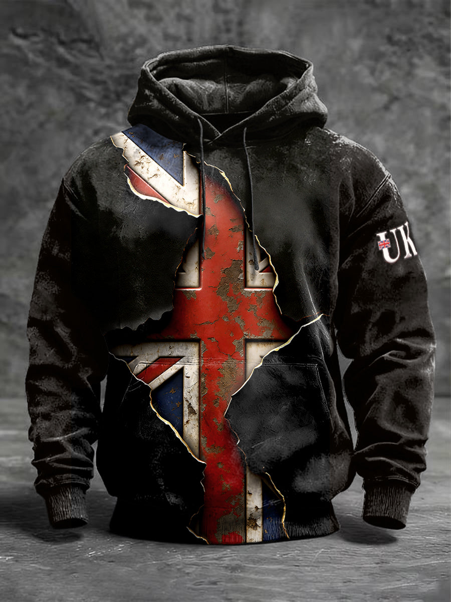 Men's British 3D-Printed Black Sweatshirt