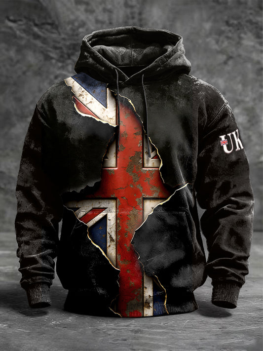 Men's British 3D-Printed Black Sweatshirt