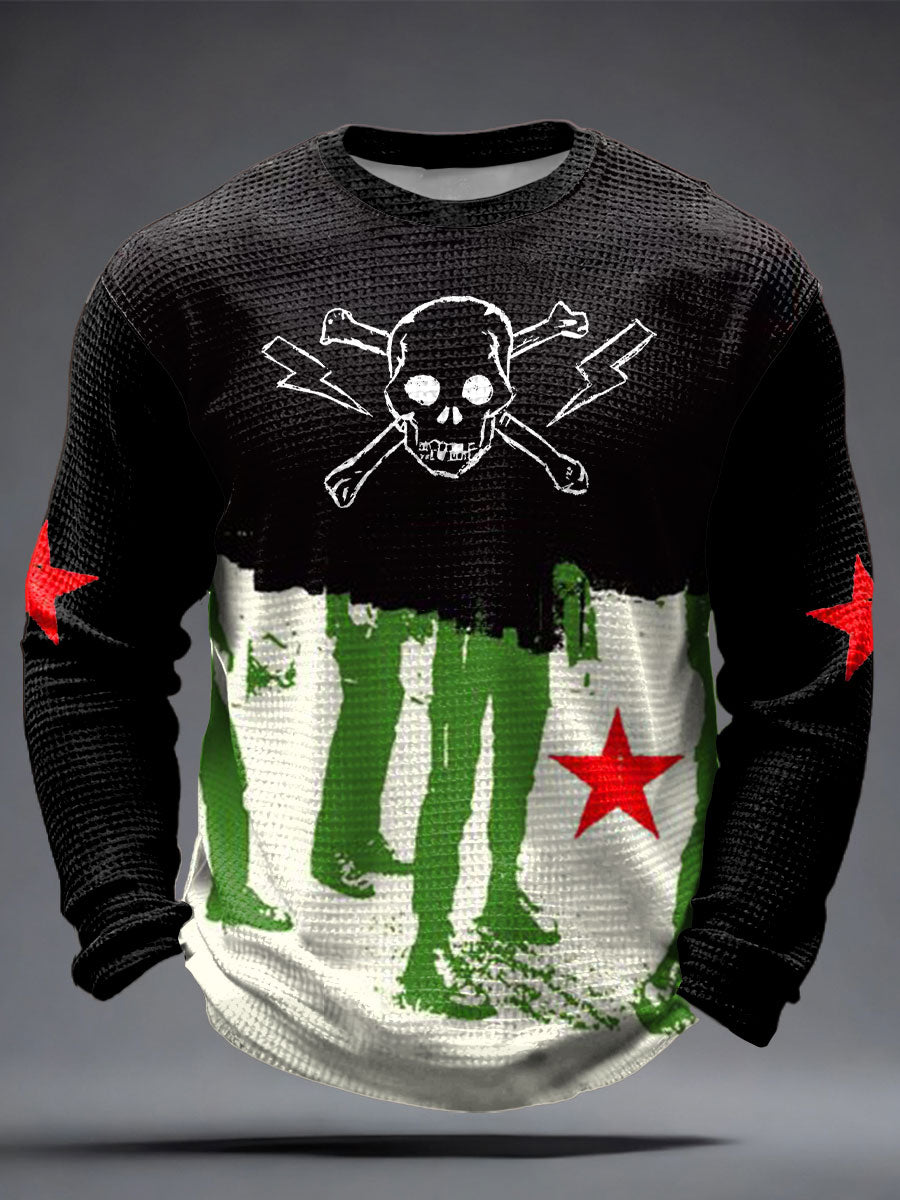 Men's UK Punk Music Lover Printed Waffle Tops