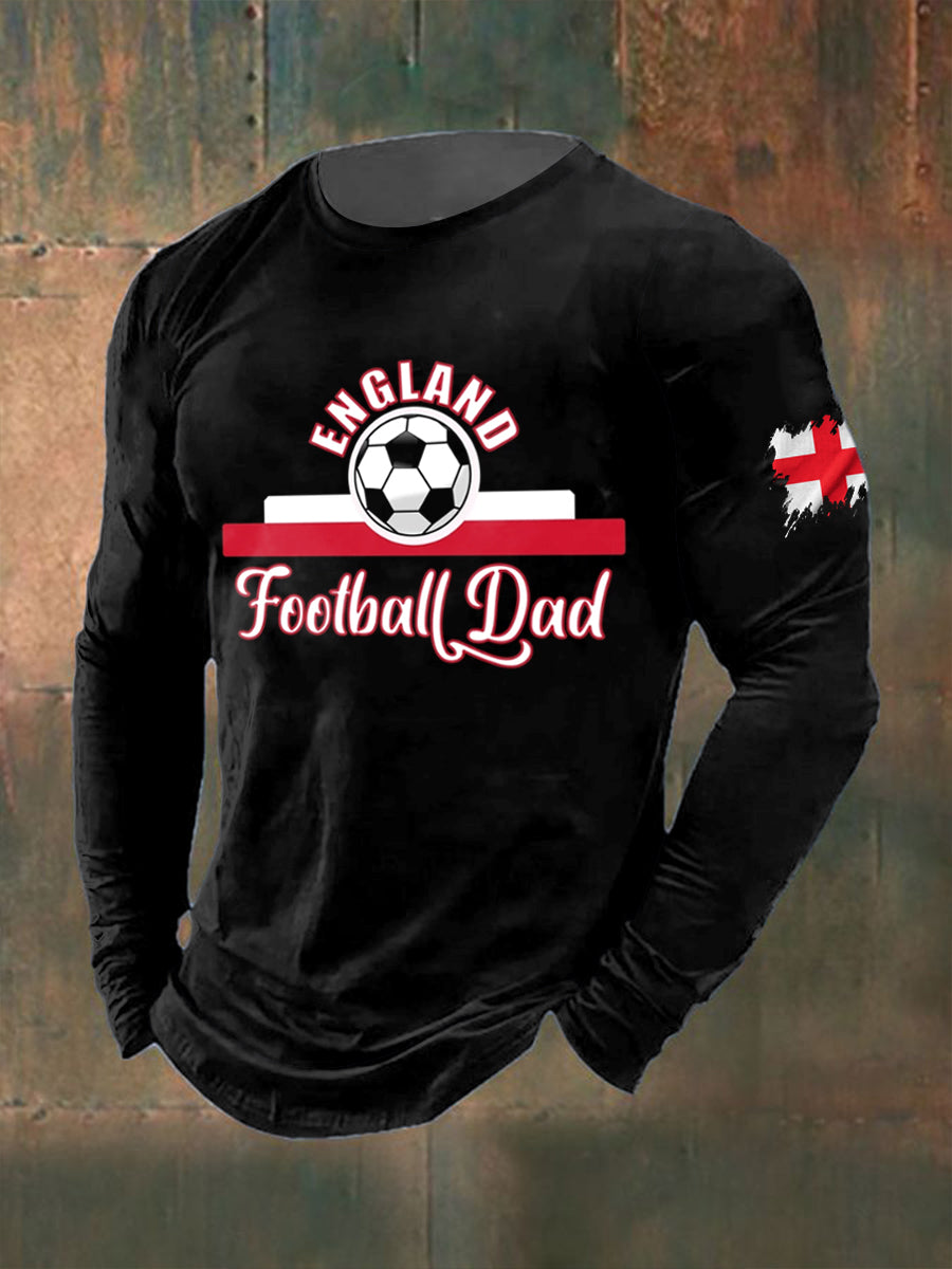 Men's English Football Printed Long Sleeved Round Neck T-shirt
