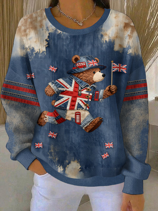 Women's British Style Print Casual Sweatshirt