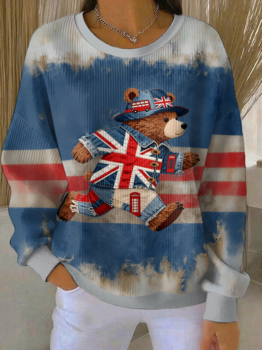 Women's British Style Print Casual Sweatshirt