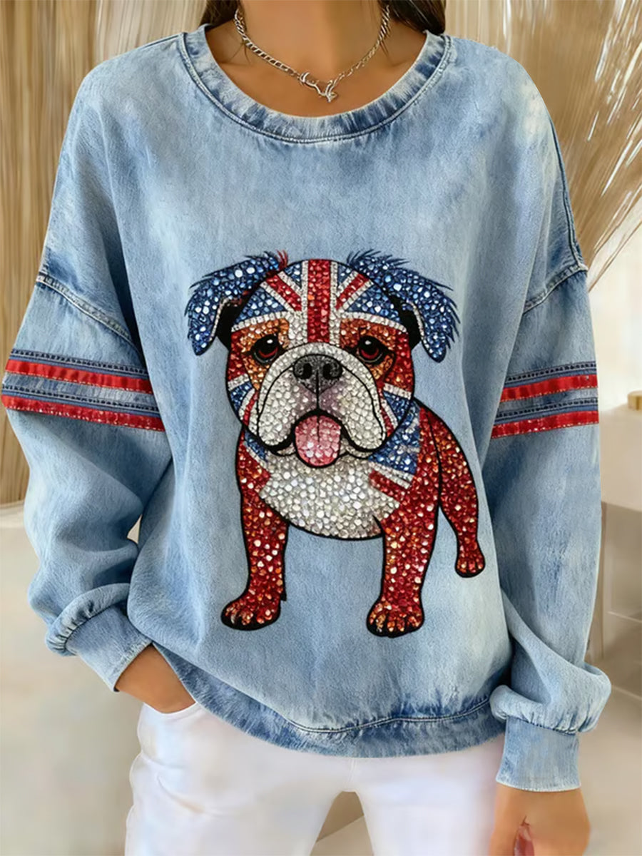 Women's British Style Print Casual Sweatshirt