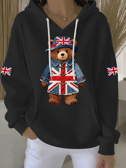 Women's British style Print Casual Hoodie