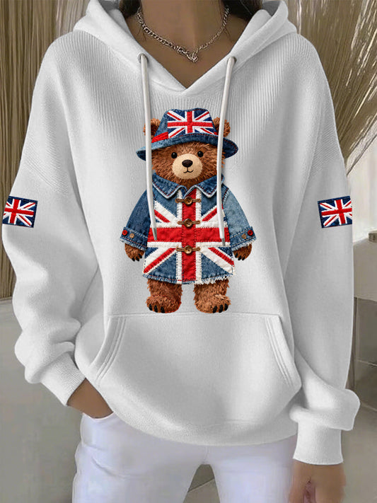 Women's British style Print Casual Hoodie