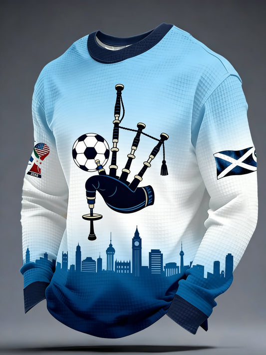 Unisex UK Football Lover Scotland We'll Be Coming 2026 Printed Casual Waffle Top