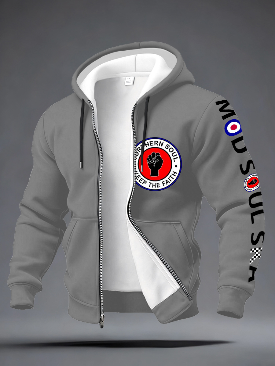 Men's UK Music Northern Soul Lover Zip-Up Hoodie