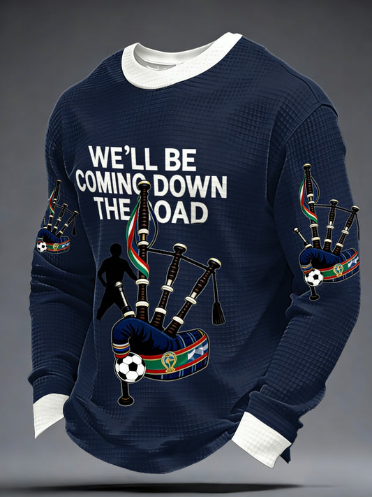 Unisex UK Football Lover Scotland We'll Be Coming 2026 Printed Casual Waffle Top