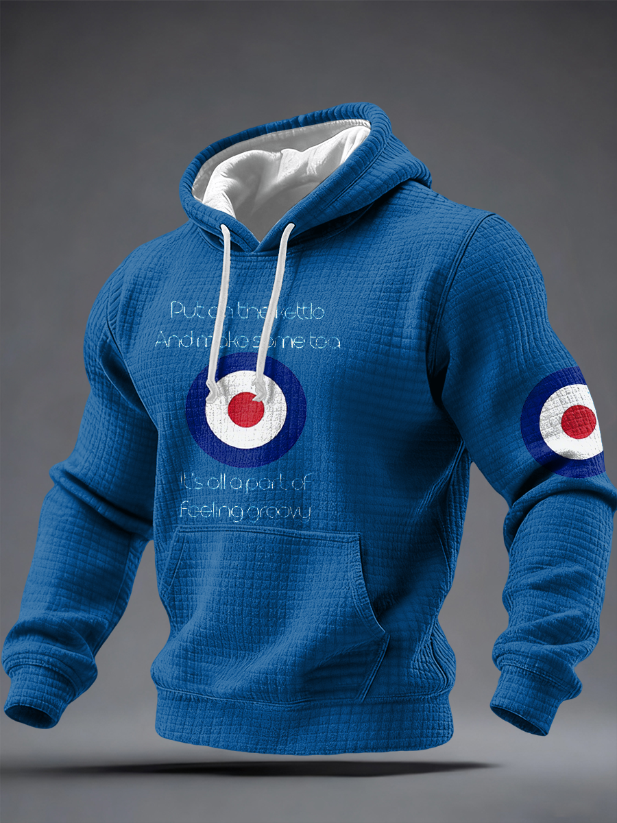 Men's UK Mods Music Lover Checkered Cotton Hoodie