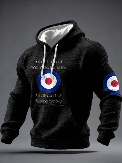 Men's UK Mods Music Lover Checkered Cotton Hoodie