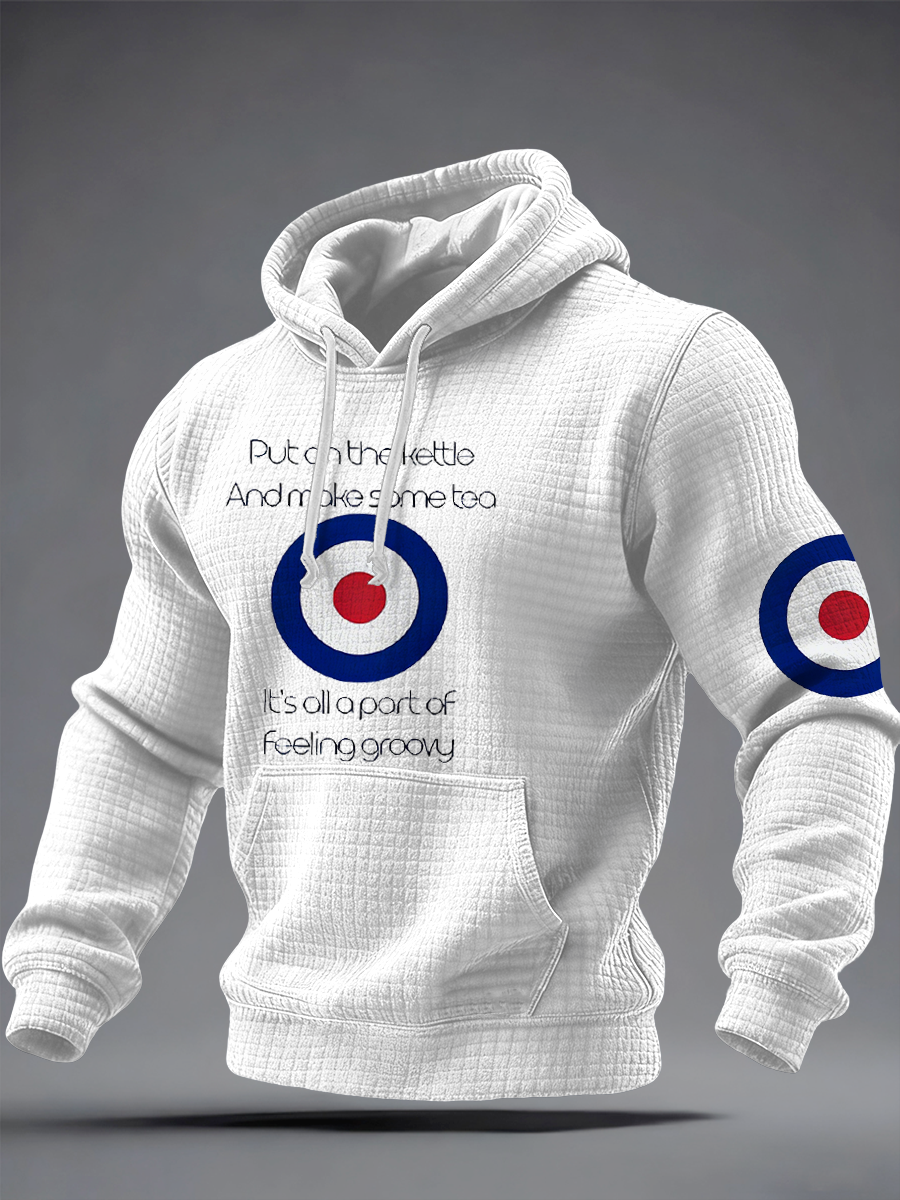 Men's UK Mods Music Lover Checkered Cotton Hoodie