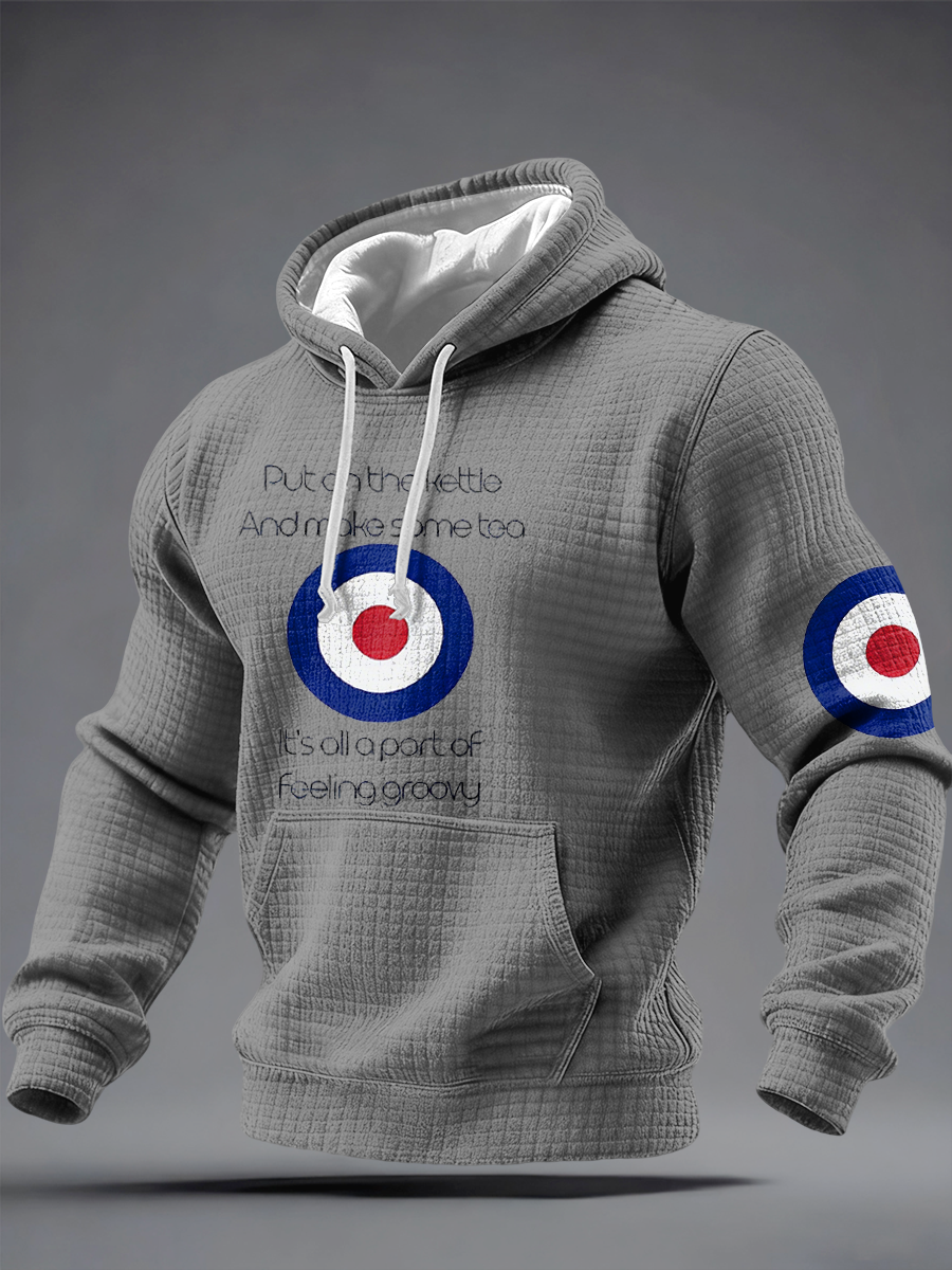 Men's UK Mods Music Lover Checkered Cotton Hoodie