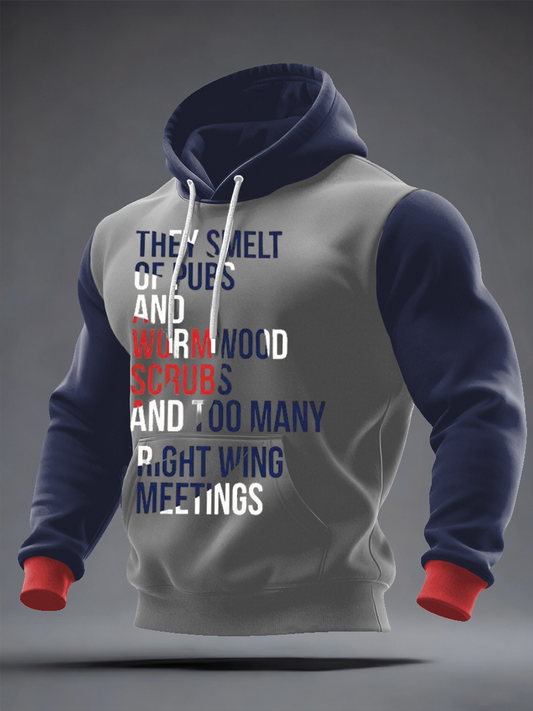 Men's UK Mods Music Lover Oversized Drop-Shoulder Hoodie with Pockets