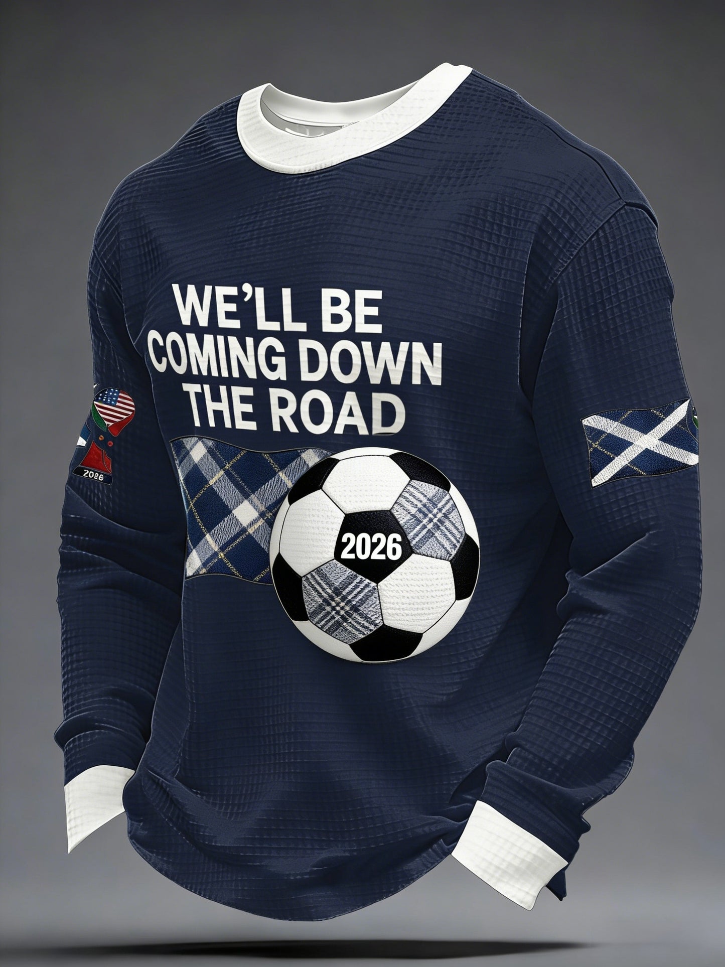 Men's UK Football Lover Scotland We'll Be Coming 2026 Printed Waffle Sweatshirt