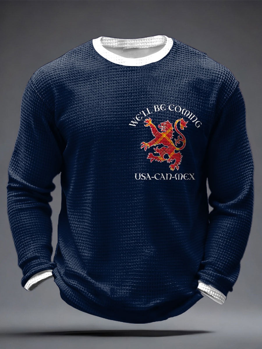 Men's UK Football Lover Scotland We'll Be Coming 2026 Printed Waffle Tops