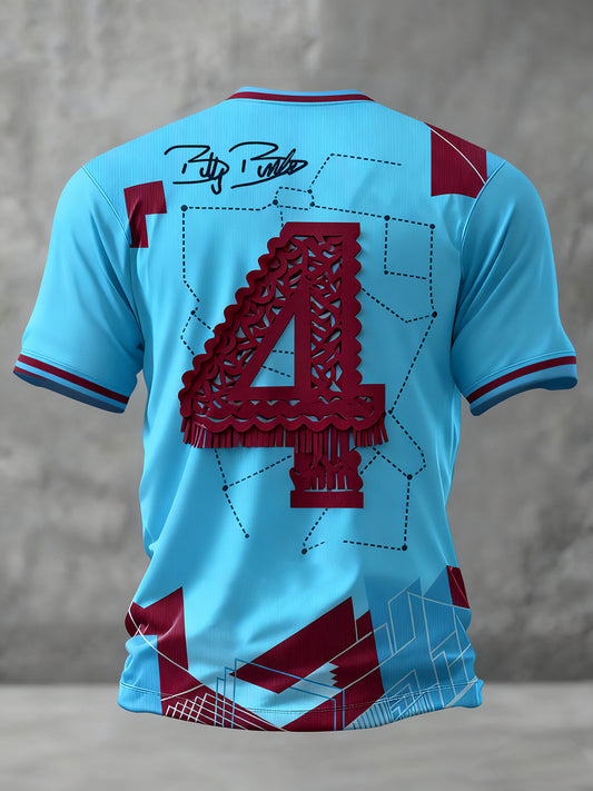 Men's Retro British Football No. 4 Legend Print T-shirt