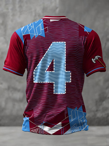 Men's Retro British Football No. 4 Legend Print T-shirt