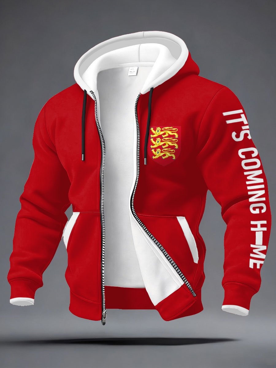 Unisex UK Football Lover England It's Coming Home 2026 Printed Hooded-Coat