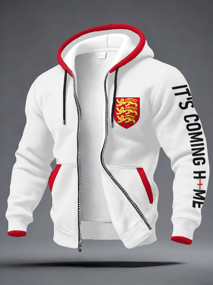 Unisex UK Football Lover England It's Coming Home 2026 Printed Hooded-Coat