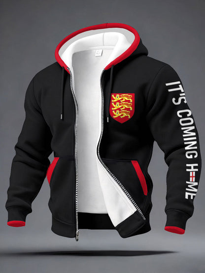 Unisex UK Football Lover England It's Coming Home 2026 Printed Hooded-Coat