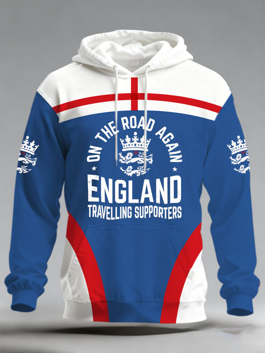 Men's 2026 England World Cup Support Print Long-Sleeve Hooded Sweatshirt