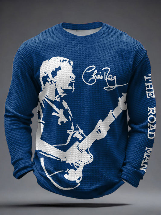 Men's The Road Man Music Lover Printed Waffle Tops