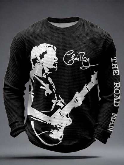 Men's The Road Man Music Lover Printed Waffle Tops