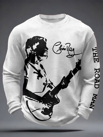 Men's The Road Man Music Lover Printed Waffle Tops