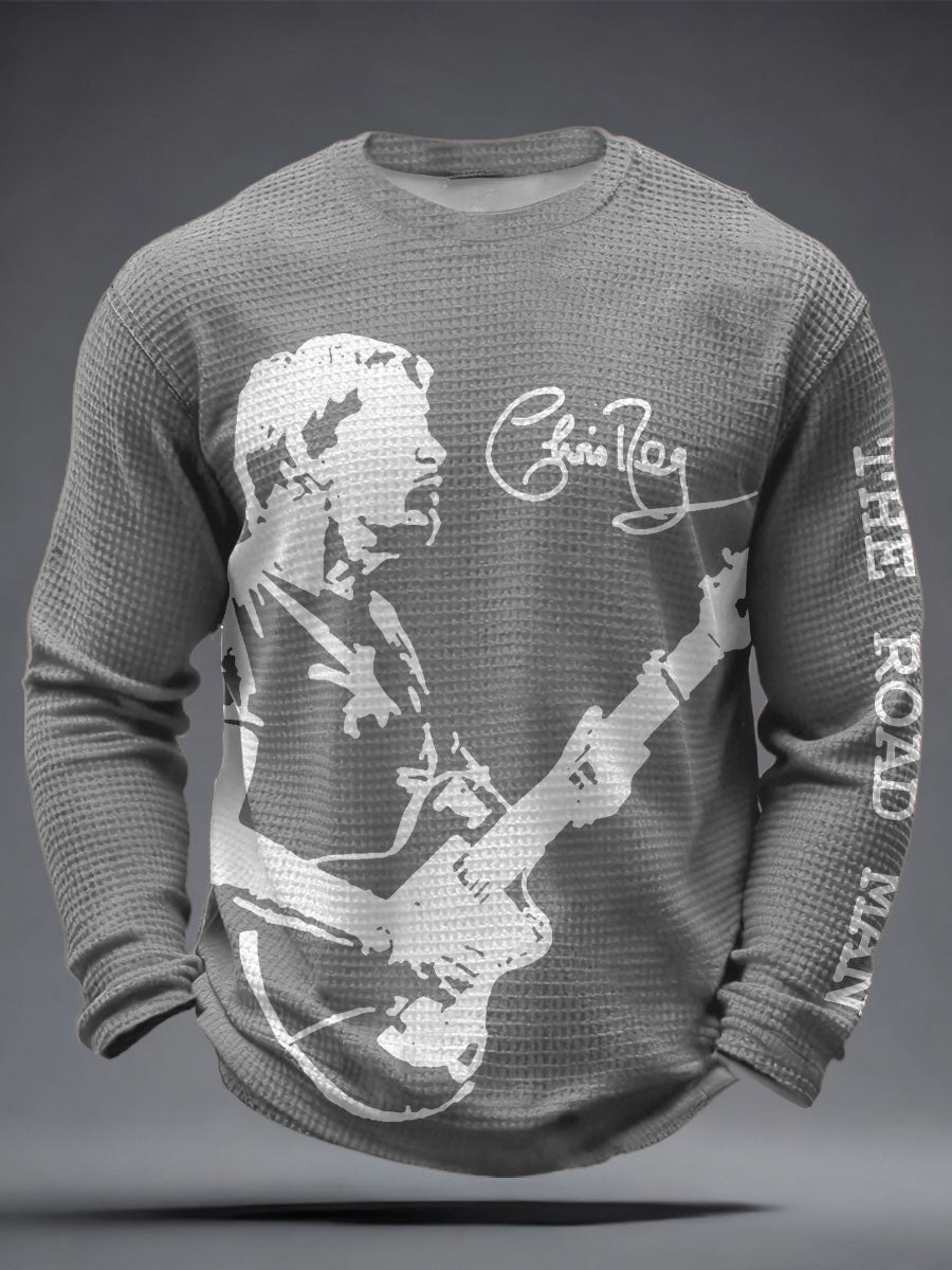 Men's The Road Man Music Lover Printed Waffle Tops