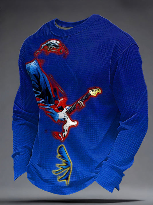 Men's The Road Man Music Lover Printed Waffle Sweatshirt